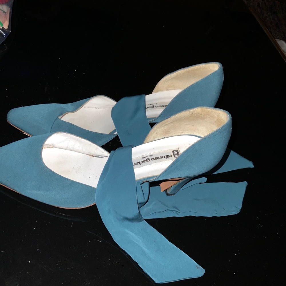 Alonso Garlono Teal Tie up Dress Pumps size 39.5